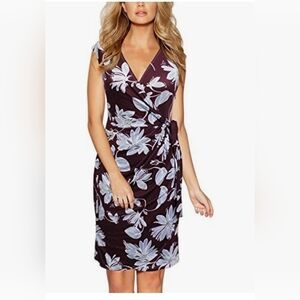 💰⏳Berydress NWT Cap Sleeve V Neck Tie Belt Knee-Length Faux Wrap Dress Size Med